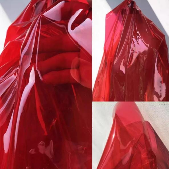Red Translucent Fabric Blood Red Transparent TPU Fabric, Half Yard Soft Clear TPU, Sheer Lame ...