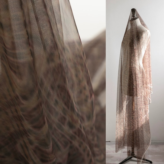 Pale printed Soft Organza fabric, Vintage Mystery Floral fabric, Renaissance Irregular Soft Organza, Evening Gown Fabrics