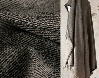 Black Trend Twill Wool Design Fabric, 420g Wool Creative Fabric, Dimensional Knit Chunky Fabric, Half Yard Fabric, Mother's Day Gift