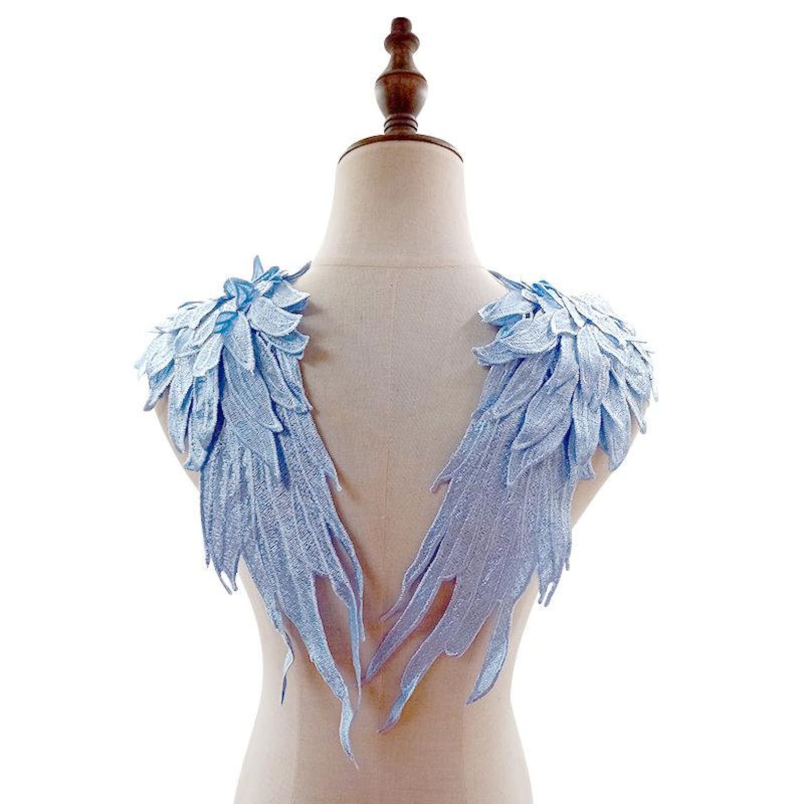 Black Angel Wings Appliqué, Pair of Embroidered Wings Appliqué, Bridal ...