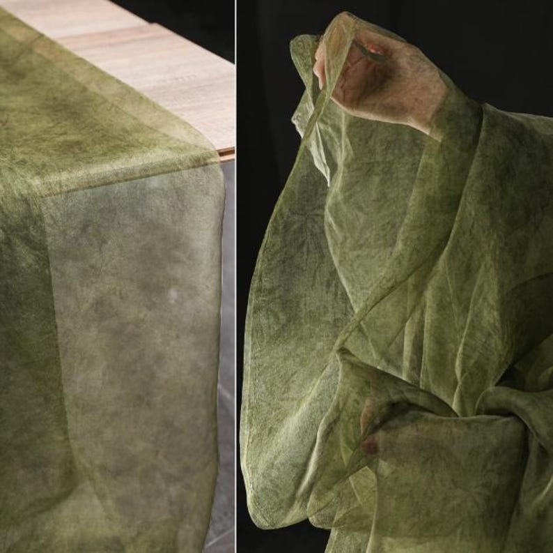 Green Light Silk Yarn Fabrics, Handmade Vintage Smooth Fabrics, 55‘’ Width Soft Fabric, Gown, Wedding, Prom Fashion Fabrics, Sold by 0.5 M image 5