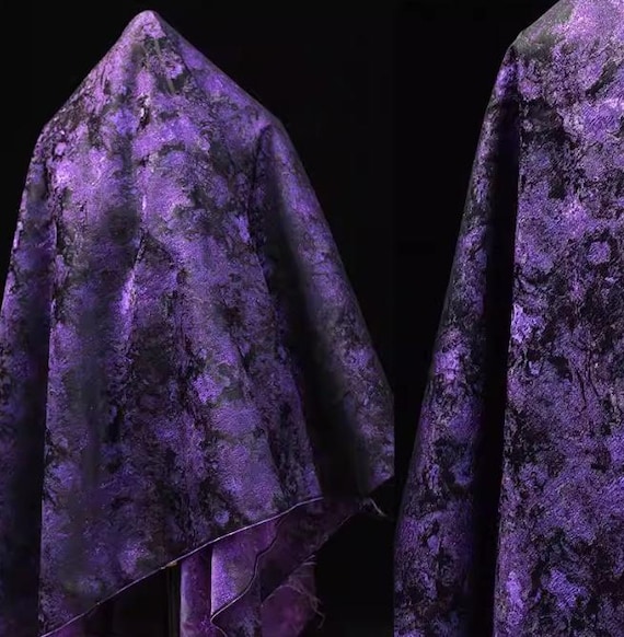 Purple Floral Jacquard Fabric, Soft Moss Brocade Fabics, 62" Wide Prom Dress Material