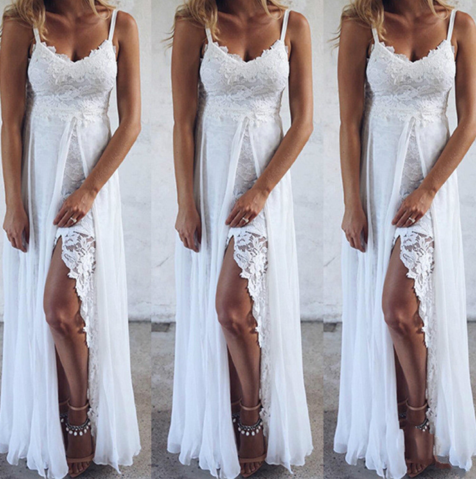 white bohemian gown