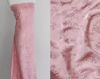 Light Pink Rose Jacquard Fabric, Upholstery Textured Fabrics, Summer Dress Fabric, Brocade Wedding Sewing Material
