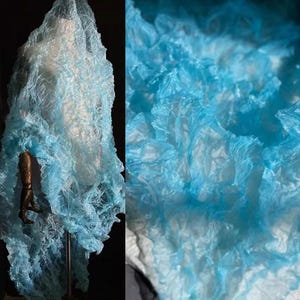 Sky Blue Mesh Organza Fabric, Dresses Organza Fabric, Pleated DIY Material, See-Through Veil Lace Fabric, 55&#39;&#39; Wide Wedding Dress Fabric