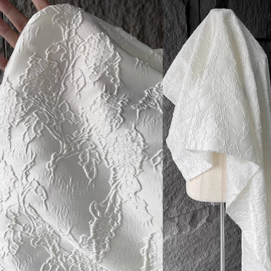 White - Prewashed Cotton Jacquard Precut Fabric (1.4 meter) 105 main image 1
