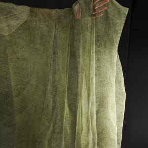 Green Light Silk Yarn Fabrics, Handmade Vintage Smooth Fabrics, 55‘’ Width Soft Fabric, Gown, Wedding, Prom Fashion Fabrics, Sold by 0.5 M image 2