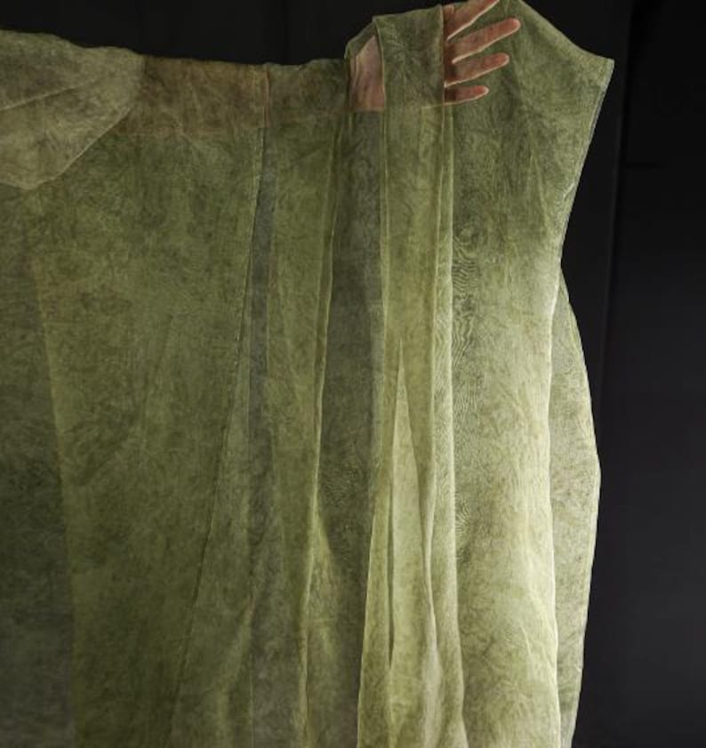 Green Light Silk Yarn Fabrics, Handmade Vintage Smooth Fabrics, 55‘’ Width Soft Fabric, Gown, Wedding, Prom Fashion Fabrics, Sold by 0.5 M image 2