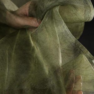 Green Light Silk Yarn Fabrics, Handmade Vintage Smooth Fabrics, 55‘’ Width Soft Fabric, Gown, Wedding, Prom Fashion Fabrics, Sold by 0.5 M image 4