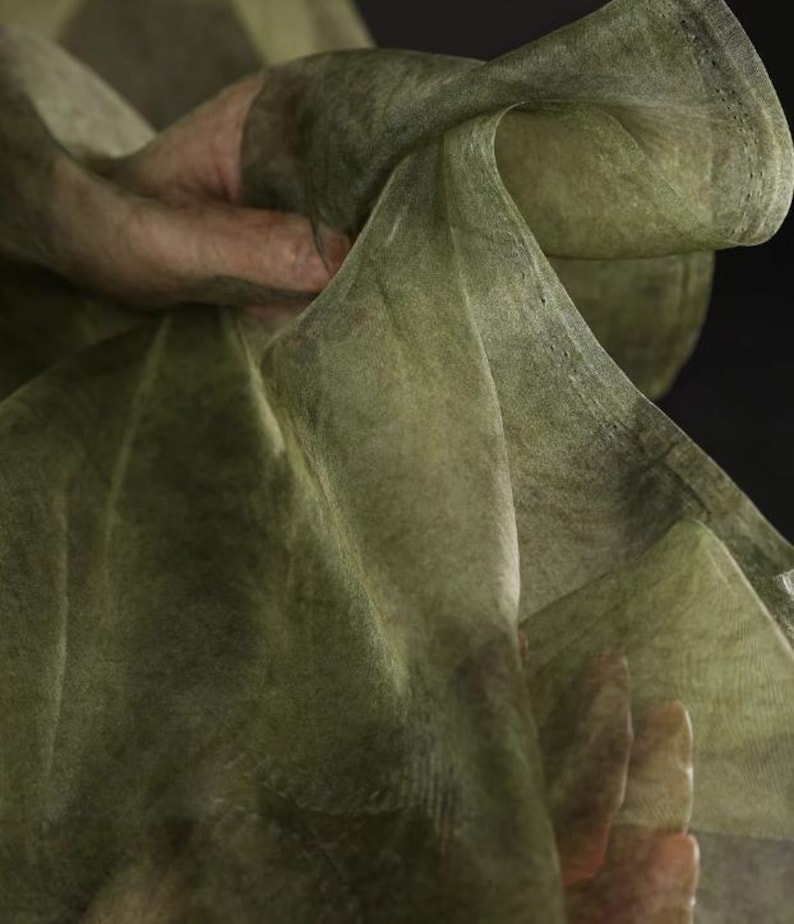 Green Light Silk Yarn Fabrics, Handmade Vintage Smooth Fabrics, 55‘’ Width Soft Fabric, Gown, Wedding, Prom Fashion Fabrics, Sold by 0.5 M image 4