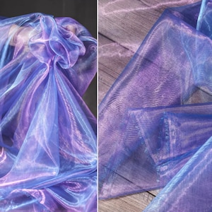 Blue and Purple Illusion Mesh Fabric, Laser Tulle Wedding Fabric, Gradient Texture Sewing Fabric, 57&#39;&#39; Wide Designer Fabric, Crafts Fabric