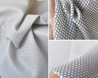 Hexagonal Honeycomb Pleated Fabric, Creative Stretch 3D Fabric, White Textured Fashion Fabric, Handmade Wedding Fabric, Half Yard Fabrics