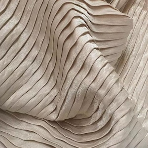 High-End Shiny Pleated Fabric, Textured Fabric, Pleated Evening Gown Fabric, Designer Fashion Fabric
