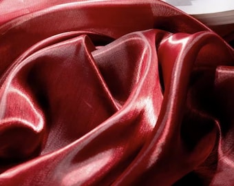 Tela de organza roja, telas de organza transparentes degradadas, tela de costura con hilo ilusión, tela de boda con textura de malla, tela de boda con purpurina