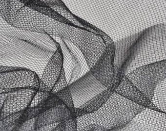 Black Hard Wire Mesh Fabric, Steel Hard Mesh Tulle Fabric, Cloud And Smoke Into Rain Decor Fabric, Futuristic Modern Style Fabric, 39'' Wide