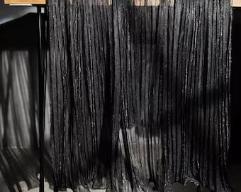 Black Pleated Organza Fabric, Chiffon See-through Ruffle Fabric, Laser 3D Folds Organza, Prom Dress, Wedding Dress, Gowns, Crafts, Halloween