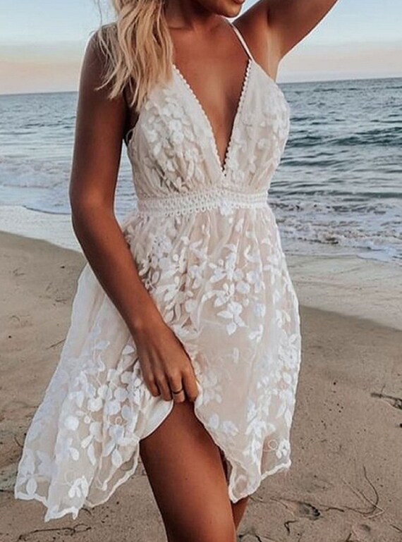white beach dress