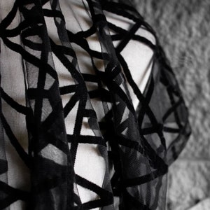 Mesh Geometric Jacquard Fabric, Black Irregular Texture Fabrics, Tulle See Through Wedding Fabric, Soft Garment Designer Fabrics, Best Gift