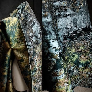 Dark Green Double-sided Jacquard Fabric, Heavy Textured Vintage Jacquard Fabrics, Creative 3D Emboss Fabric, 63‘’ Wide Fashion Sewing Fabric