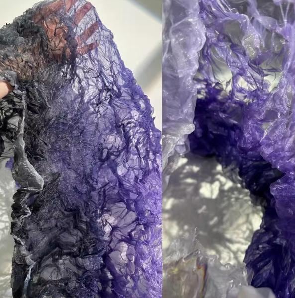 Purple Black Sheer Organza Fabric, Gradient Chiffon Fabric, Pleated Wave Lace Fabric, Jewelry Bridal Accessories, Two Tone Sheer Fabric