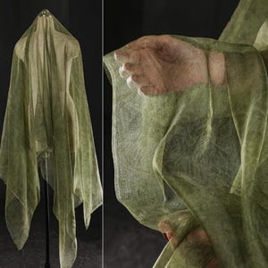 Green Light Silk Yarn Fabrics, Handmade Vintage Smooth Fabrics, 55‘’ Width Soft Fabric, Gown, Wedding, Prom Fashion Fabrics, Sold by 0.5 M image 1