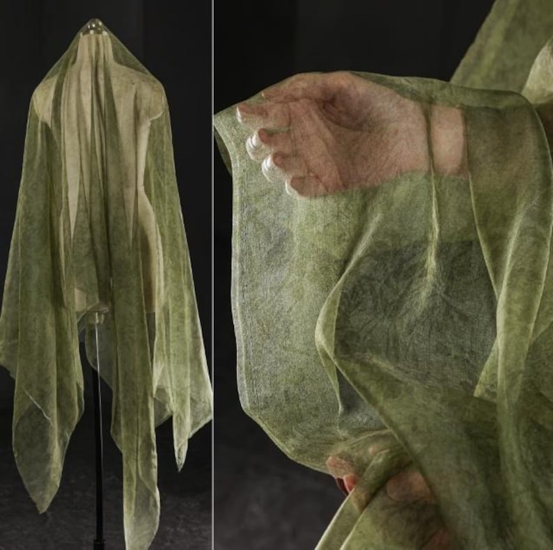 Green Light Silk Yarn Fabrics, Handmade Vintage Smooth Fabrics, 55‘’ Width Soft Fabric, Gown, Wedding, Prom Fashion Fabrics, Sold by 0.5 M image 1
