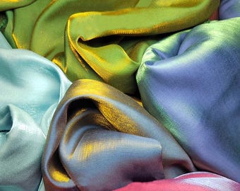 Glossy Glass Metallic Silk Fabric, Gradient Satin Mermaid Fabric, Wedding Prom Dresses, Hanfu Fabric, Decorative Fabrics, Sale By Half Meter