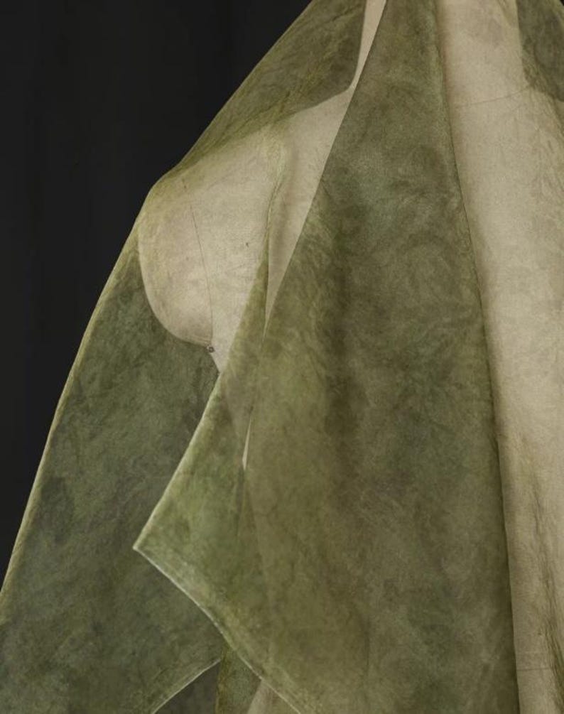Green Light Silk Yarn Fabrics, Handmade Vintage Smooth Fabrics, 55‘’ Width Soft Fabric, Gown, Wedding, Prom Fashion Fabrics, Sold by 0.5 M image 6