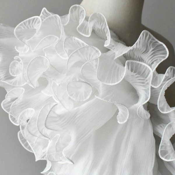 Tessuto di organza trasparente plissettato, tessuto con volant in filato duro, organza di pieghe 3D larga 15 cm, pizzo per abiti da ballo, abito da sposa, abiti, artigianato, eventi