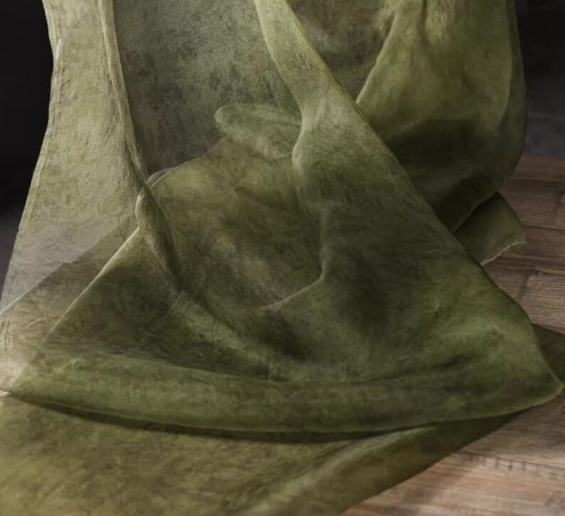 Green Light Silk Yarn Fabrics, Handmade Vintage Smooth Fabrics, 55‘’ Width Soft Fabric, Gown, Wedding, Prom Fashion Fabrics, Sold by 0.5 M image 7
