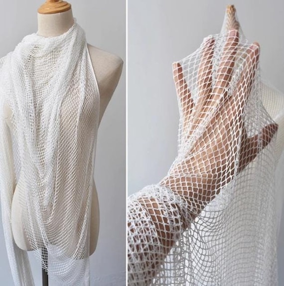 White Lycra Stretch Fabrics, Square Mesh Gauze Fabric, Handmade