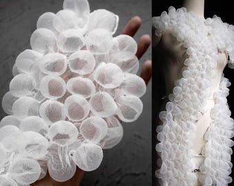 White Bubble Yarn Fabrics, See-through Bubble Modelling Fabrics, Lightweight Fashionable Designer Fabric, Sold by 33&#39;&#39; Length, Prom Supplies