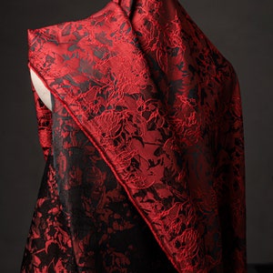 Red Thread Concealed Jacquard, Irregular Textured Fabrics, 3D Sewing Fabrics, Bridal & Wedding Fabrics, Reflective Designer Fabrics
