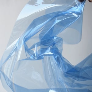 Light Blue Transparent TPU Fabric, Half Yard Soft Clear TPU, Sheer Lame Waterproof Fabric, Crafts Fabric, HandBag Fabric, Raincoat Fabric
