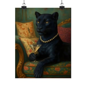 Chic Panther Art Print, Stylish Home Decor, Unique Gift, Animal Lover Poster, Vintage Wall Art, Elegant Panther Decor
