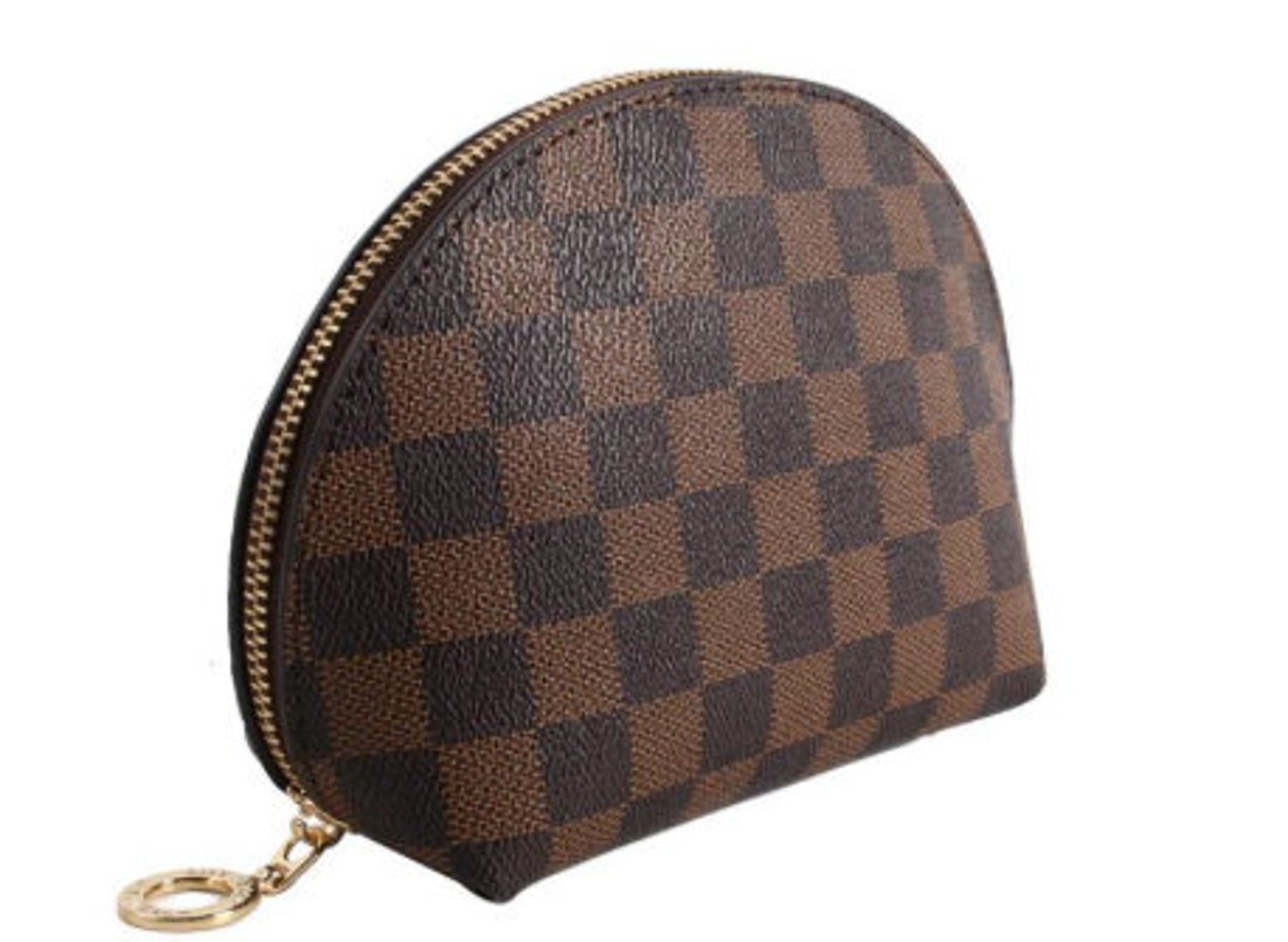brown checkered shoulder bag