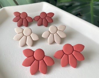 The Flora | flower statement stud | earth tones | handmade polymer clay earrings