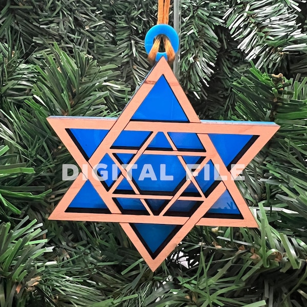 Star of David Ornament - Hanukkah / Chanukah SVG Digital File - Judaica Decoration Glowforge Ready