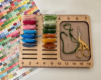 Wooden Embroidery Floss and Project Organizer, Project Organizer for Stitching