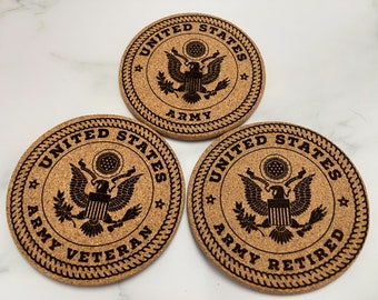 Posavasos del ejército - Juego de 4, cinco estilos diferentes disponibles