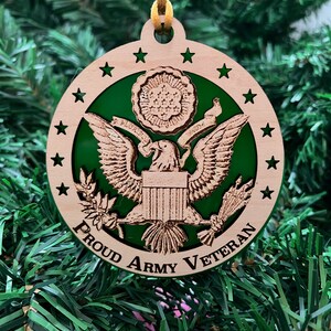 Proud Army Veteran - US Army Emblem Ornament, Military Ornament, Army Veteran Ornament