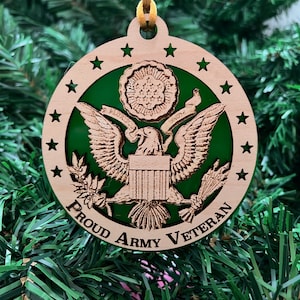 Proud Army Veteran Ornament File, Army Emblem Ornament, Army Veteran Ornament, Veteran Ornament - Digital Files for Laser Engraving