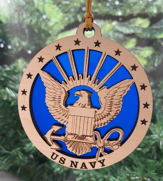 US Navy Emblem Ornament Military Ornament Navy Ornament Etsy