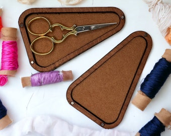Engraved Cherry Wood Embroidery Scissor Case: Magnetic Closure
