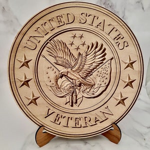 US Veteran Emblem - Digital File 3D Illusion for Laser Engraving