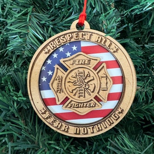 Firefighter Ornament, Fireman Ornament, Gift for Fireman, Christmas Ornament, Handmade Ornament