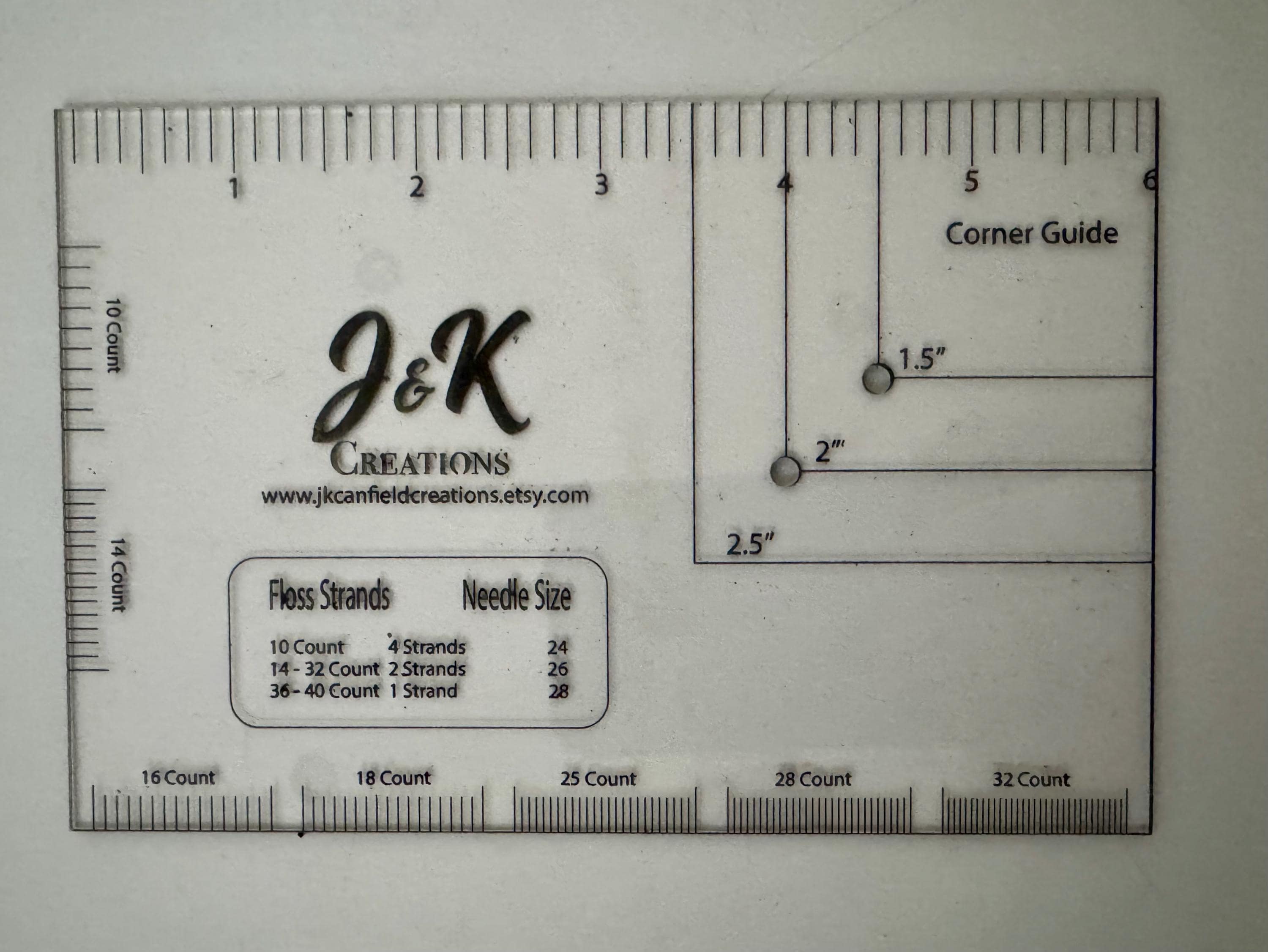 Cross Stitch Reference Tool: 6" Ruler, Thread Count & Corner Guide - Etsy