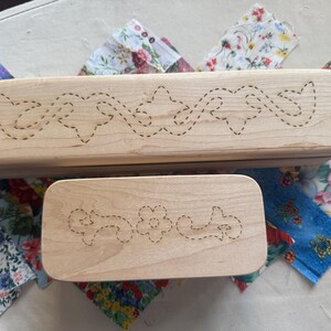 Handcrafted Maple & Walnut Quilter's Clapper — Laser Engraved Floral Design, or Personalized With Your Name