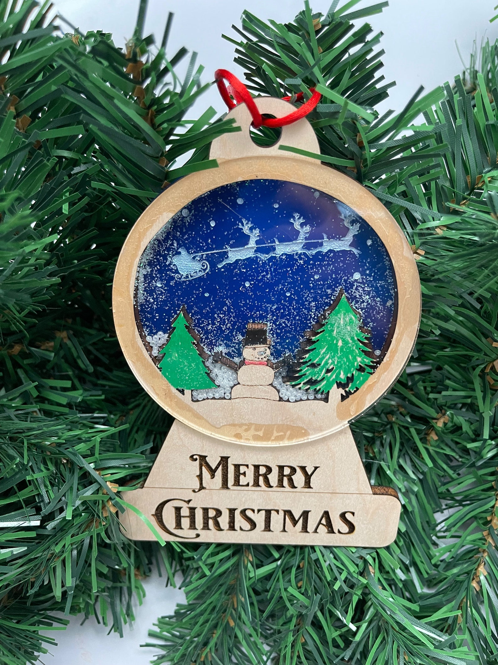 Snow Globe Ornament Laser Cut and Engraved Etsy
