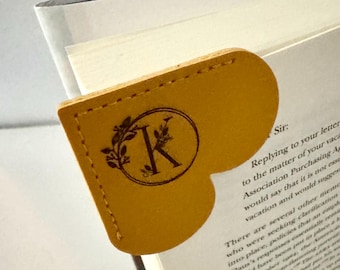 Personalized Leather Corner Heart Bookmark